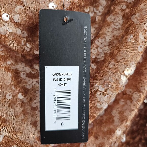 NWT | Sachin + Babi Sequin One Shoulder Carmen Dress in Honey Midi Size 6 - Picture 6 of 9